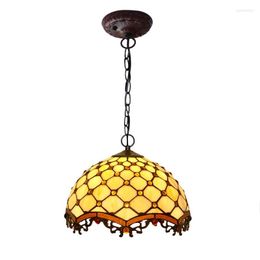 Pendant Lamps Vintage Nordic American Rustic Rural Stained Glass Flower Hanglamp Dining Room Table Led Lamp Fixtures For Bedroom