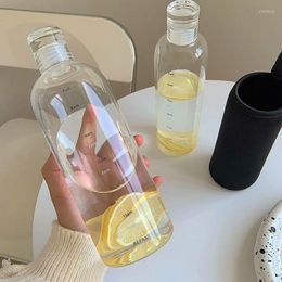 Botellas de agua Bottle Bottle Bottle Time Lindo Dibringware Transparent Milk Juice Copa de plástico Bottle Outdoor Shaker Girls