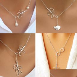 Pendant Necklaces 5 Styles Designer Jewellery Women Necklace Simple Infinity Cross Slide 925 Sier Chain Pendant Bird And Tree Sexyhanz Dh8Zc