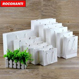 Gift Wrap 20X Custom Printed Thick Grossy White Paper Bag Cardboard Paper Shopping Gift Packaging Bags with String Bolsas Papel 220913