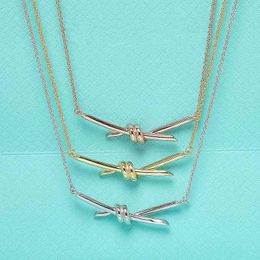 crossing lights Canada - Pendant Necklaces The new light luxury rose gold necklace knot crossing and diamond setting simple design pendant the same as that of nugu ailing Mei