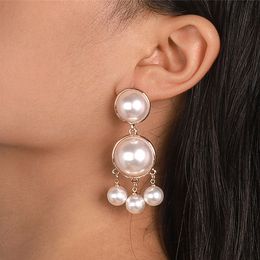 Korean Fashion Imitation Pearl Pendant Dangle Earrings for Women Wedding Bridal Vintage Sweet Tassel Bead Drop Earrings Jewellery