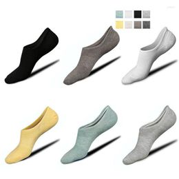 Men's Socks Urgot 5 Pairs Boat Men Summer Solid Colour Shallow Mouth Cotton Silicone Non-slip Invisible Combed