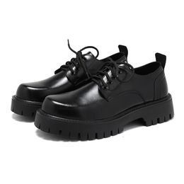 Dress Shoes Men Platform Leather Casual Black White Vintage Male Lace Up Business Oxfords Fashion Wedding Flats 220913