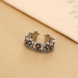 Anéis de casamento Bohemian Vintage Silver Color Plum Flor para mulheres Jóias de moda de anel ajustável