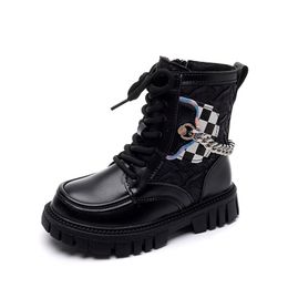 Boots Girls boots Autumn and Winter Waterproof Anti-skid Schoolbag Chain Children's Short boots 220913