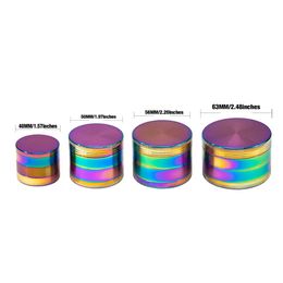 Rainbow 4 Layers Herb Grinders Smoking Accessories Metal Tobacco Pattern Colorful Grinder 40/50/56/63mm Cigarette Crusher Hand Muller
