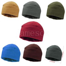 Men's Women's Unisex Winter Solid Colour Soft Warm Skull Cap Polar Fleece Thickened Beanie Hat Windproof Outdoor DE750
