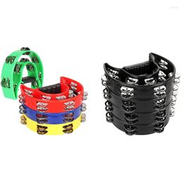 Party Supplies 4 Pcs 9Inch Double Row Tambourine Metal Jingles Handheld Percussion Half Moon Musical