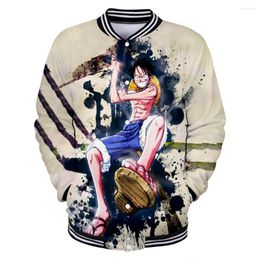 Men's Jackets Fashion Street Men's Baseball Jacket One Piece Luffy 3D Print And Women's Wear Winter Sportswear