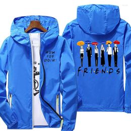 Men's Jackets Spring Casual Waterproof Hooded Jacket Men Anime Friends Zipper Thin Windbreaker Women Streetwear