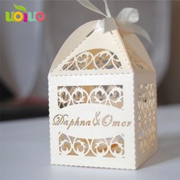 Gift Wrap Customized name laser cut wedding souvenirs romantic wedding candy box 220913
