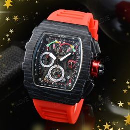 Men's Luxury Sports Designer Brand Watch Skeleton Dial 43mm Quartz Movement Men's Fashion Silicone Strap Clock Multicolor Military Analogue Montel High-End Wristwatch