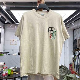 Men's T-Shirts 3D Foam Khaki Men's High Quality Oversize Embroidery T-shirt T220909