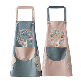 Fashionable Aprons household cute kitchen cooking apron women's waterproof and oil-proof waist protective overalls can wipe hands apron 20220913 E3