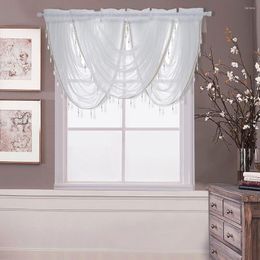 Curtain Elegant Glitter Tassel Window Valance Sheer Balloon Shades Half Curtains Decor