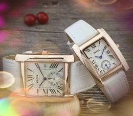 Roman Square Dial Women Men watch 35mm 28mm leather belt quartz automatic rose gold silver Colour Crystal Mirror popular crime watches gifts