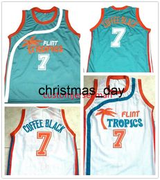 Coffee Bck #7 Flint Tropics Semi-Pro MOVIE BASKETBALL Jerseys throwback Mens Stitched jersey Custom made size S-5XL