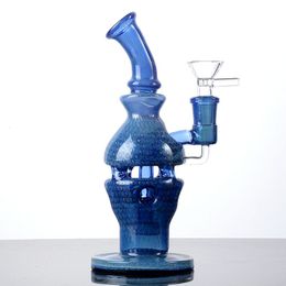 8 Inch Blue Hookahs Heady Glass Bongs 14mm Female Joint Unique Bong Faberge Fab Egg Dab Oil Rigs Showerhead Perc Percolator Water Pipes With Bowl