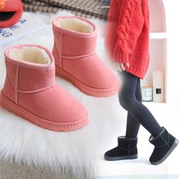 Boots Winter Baby Cotton Short Boots For Kids Plus Velvet Non-slip Children's Solid Colour Shoes Warm Snow Boots Pink 220913