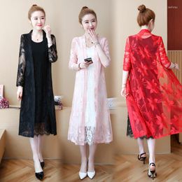 Blouses pour femmes Cardigan Femmes Summer Long Shirt Cor￩e Fashion Modies Black Blanc Rose Rose Kimono