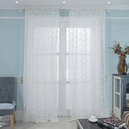 Curtain 1PC European White Jacquard Lace Sheer Curtains For Living Room Bedroom Window Tulle Drapes Serape Home Decor Rod