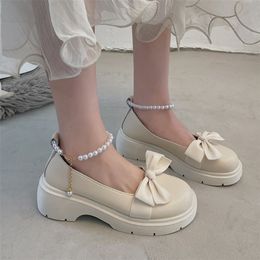 Dress Shoes Women Thick Platform Mary Janes Lolita Shoes Party Pumps Summer Sandals Bow Chain Mujer Shoes Fashion Oxford Zapatos 220913