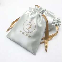 Gift Wrap 50pcs/lot Satin Drawstring Bag Gift Packaging Wedding Jewellery Cosmetic Cute Cellphone Storage Pouch Customise Size 220913