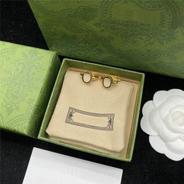Chic Interlocking Letters Earrings Charm Double Letter Designer Eardrops Golden Stamps Ear Studs With Box