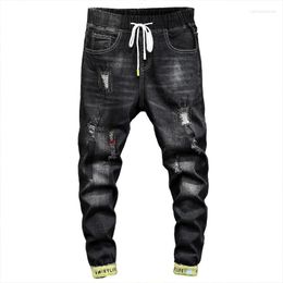 Slim Elastic Fashion Jeans Business Classic Style Denim Pants Trousers Male Big Size 44 46 48