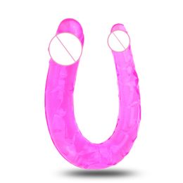 Beauty Items U Shape Big Realistic Dildo Vagina Anal Butt Plug Women Gay Lesbian Double Ended Dong Penis Artificial sexy Toys Massage Couple