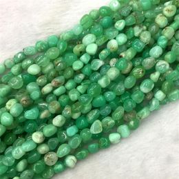 fillet UK - High Quality Natural Genuine Grass Green Chrysoprase Australia Jade Nugget Form Fillet Irregular Pebble Beads Fit Jewelry 15 319Z