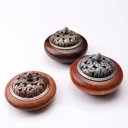 Fragrance Lamps Empty Rosewood & Wenge Wood Incensory Incense Holder Fragrant Plug Incenses Burner With Hollow Copper Lid