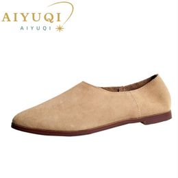 Dress Shoes AIYUQI Ballet Flats Women's Shoes Genuine Leather Large Size 41 42 43 Pointed Toe Women's Loafers 220913