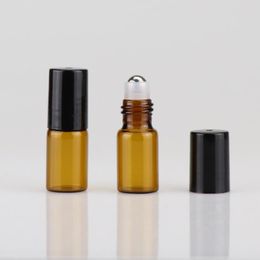 2ml Amber Roll on Glass Essential Oil Bottles Roller Ball Perfume Bottle