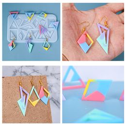 Other Arts and Crafts Epoxy Resin Moulds Rhombus Triangle Earrings Diy Tool Jewellery Making Ornaments Keychain Casting Mould Silicon Moulds 20220913 E3