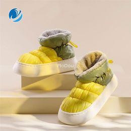 Slippers Mo Dou Warm Women Snow Boots Winter Style Mens Cotton Slippers Indoor Outdoor High Top Plush Lining Shoes Drop Shop 220913
