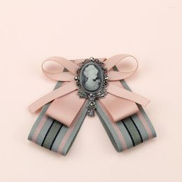Brooches Korean Bow Tie Bowknot Ribbon Brooch Pin Beauty Head Necktie Shirt Collar Pins And For Women Jewellery Accessories
