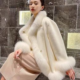 Women's Fur Chinese Socialite Wind Imitation Long Coat Women's Double Wool Cloth Cloak Thick Winter Faux Jackets