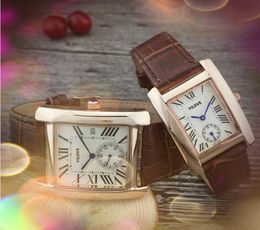 Famous Leather Belt Men 35mm Watches 28mm Women Roman Square Dial man clock stopwatch male gifts quartz core automatic movement rose gold silver wristwatch gifts
