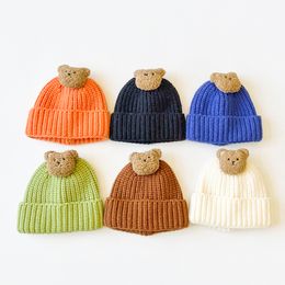 Letter Lable Candy Colors Baby Winter Knit Hat Infant Autumn Children Crochet Beanie Hats Boys Girls Cap Toddler Wool