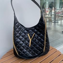 Womens Jumbo Underarm Diamond Lattice Quilted Bags Top Handle Tote Calfskin Genuine Leather Gold Metal Chain Strap Crossbody Shoulder Large Capacity Handbags 32CM