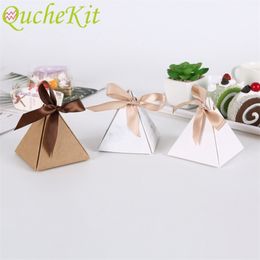 Gift Wrap 50/100pcs Triangle Marbling Candy Gift Box DIY Kraft Paper Valentine Chocolate Boxes Packaging Year Wedding Decoration 220913