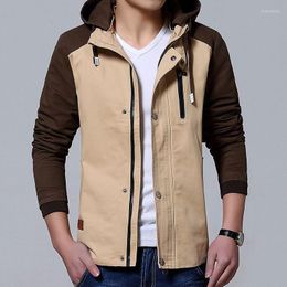 Men's Jackets Men's 2022 Autumn And Wint Fashion Premium Spliced Casual Hooded Coats Color Matching Leisure Jacket