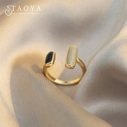 French Retro Romantic Colour Matching Drop Glaze Open Rings For Woman 2021 Korean Fashion Jewellery Party Girls' Gift Luxury Rings