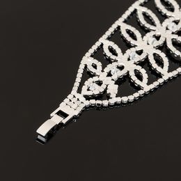 Link Bracelets YFJEWE Femme Rhinestone Crystal Bridal Wedding Accessories Jewelry Bracelet Fashion B160