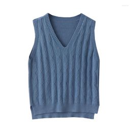 Women's Vests Women's Autumn Korean Version Of The College Wind Wild V-neck Diamond Knit Vest Small Loose Sleeves Sleeveless Sweater