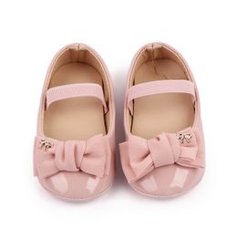 Baby Girl First Walkers Cute Bowknot Newborn Toddler Infant Princess Shoes PU Leather Non-slip Rubber Soft-Sole Baby Moccasins