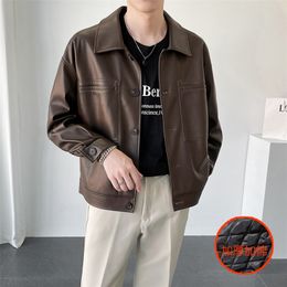 Men's Leather Faux Leather Autumn Winter Plus Cotton Leather Jacket Men Warm Fashion Casual Motorcycle Jackets Mens Streetwear Hip-hop Bomber Jacket Men 220913