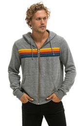 Sweats ￠ capuche pour hommes Sweatshirts Rainbow Stripe ￩pissant des manches longues Sweatshirt Zipper Pocket Collet Spring Automne Casual Slim Vestes Fashion Vestes